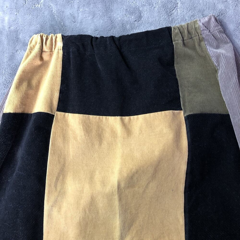 Women's Patchwork Maxi Skirt Heavy Corduroy Hippie Festival Size XL Brown Tan - Picture 6 of 8